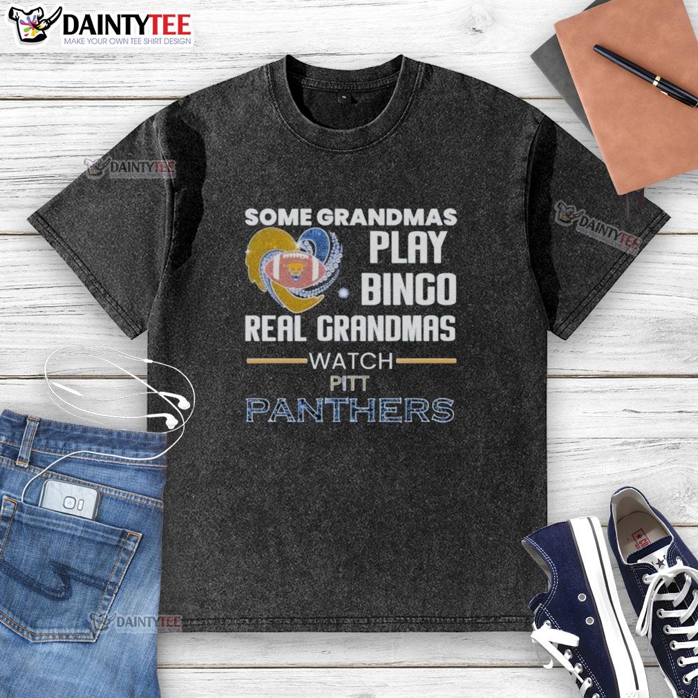 Grandmas enjoying bingo while wearing a Pittsburgh Panthers washed t-shirt, showcasing their team spirit and fun.