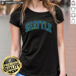 Awesome vintage Seattle school spirit ladies tee showcasing 'Go Seattle Love' design in vibrant colors.