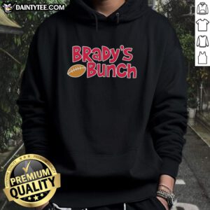 Good Brady's Bunch Buffalo Bills hoodie displayed on a hanger, showcasing team colors and logo for fans.