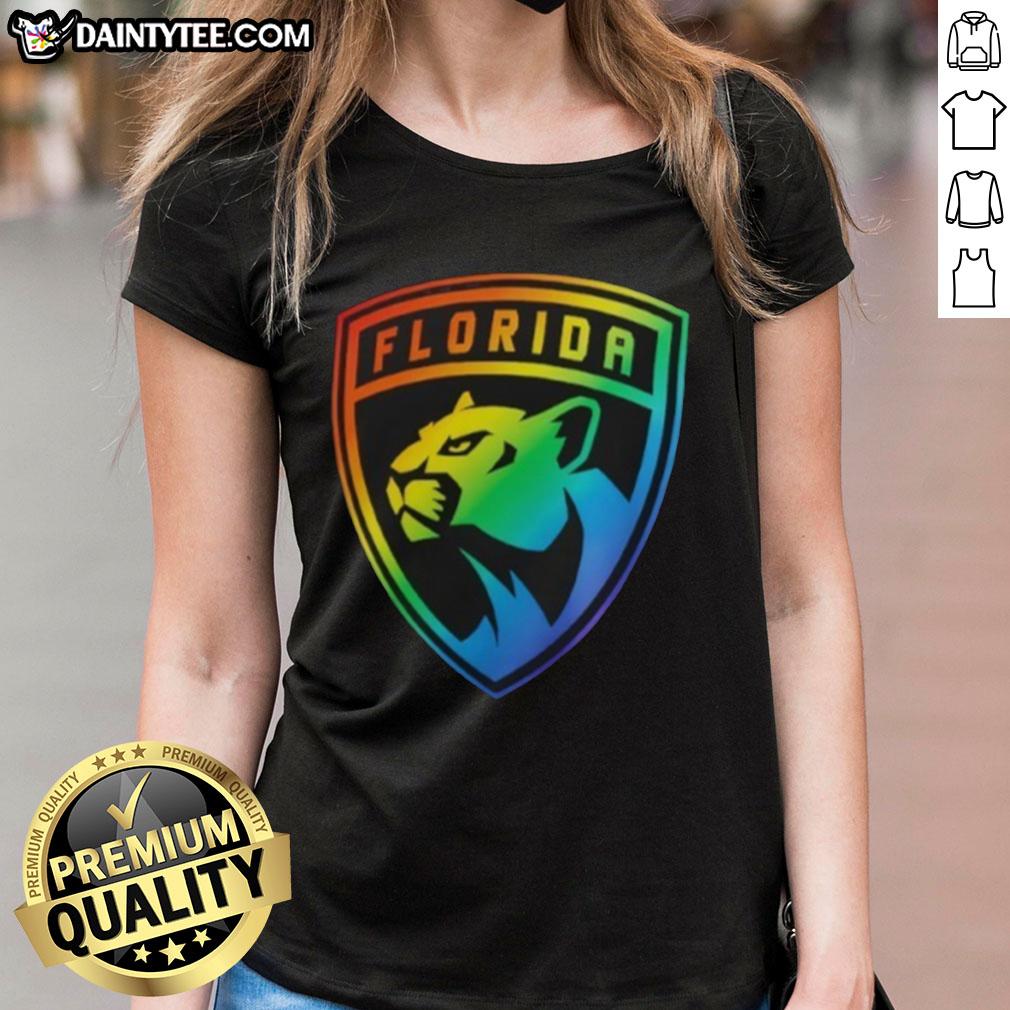 Florida Panthers Team Pride logo on a stylish ladies tee, showcasing vibrant colors and perfect for fans.