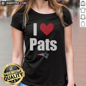 Good New England Patriots I Heart Pats Ladies Tee showcasing a stylish design for female fans of the Patriots.