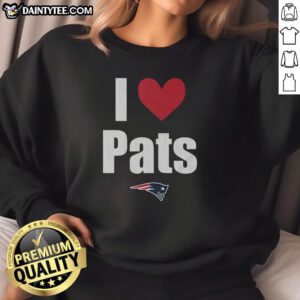 Alt Text: Cozy I Heart Pats sweatshirt featuring New England Patriots logo, perfect for fans supporting their team.