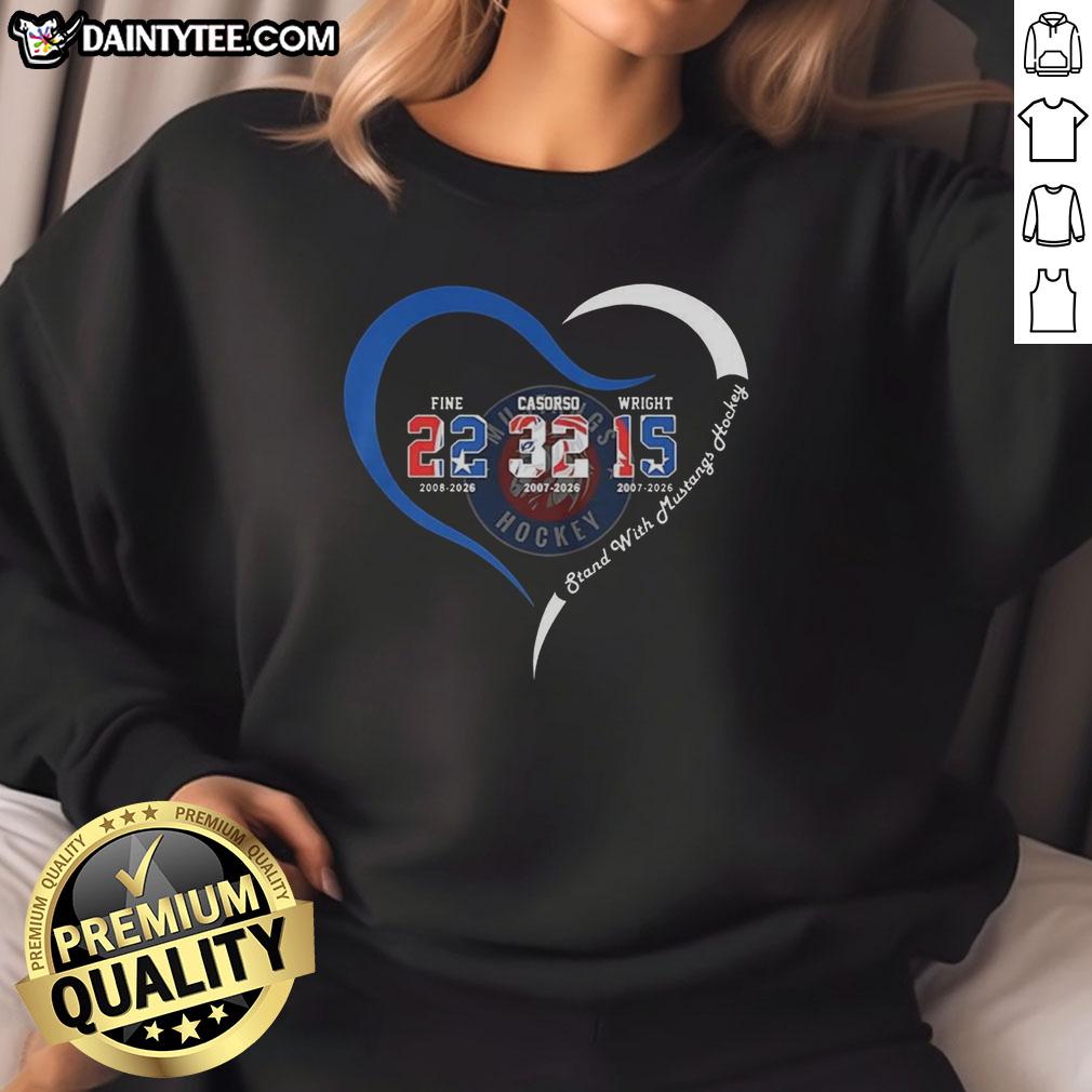 Good Ogden Mustangs Hockey Fine sweatshirt featuring players Casorso, Wright, and the year 2026, perfect for fans.
