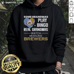Milwaukee Brewers hoodie in diamond heart shape, showcasing grandmas enjoying bingo and cheering for their team.