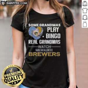 Alt Text: Milwaukee Brewers Diamond Heart Shape Tee for ladies, perfect for grandmas who love bingo and baseball.