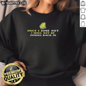 Cozy frog sweatshirt featuring playful 'Zone Out' text design, perfect for casual wear and lounging. Ideal for frog lovers.