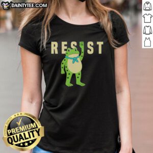 Cute frog caricature on a Nice Resist Portland ladies tee, perfect for casual and fun outfits.