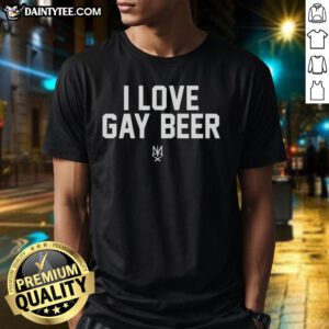 Official I Love Gay Beer Gift T-Shirt for LGBT pride, featuring vibrant design and bold text celebrating love and inclusivity.