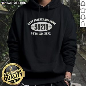 Alt Text: Top West Beverly Hills High Phys Ed Dept hoodie featuring school colors and logo, perfect for sports enthusiasts.