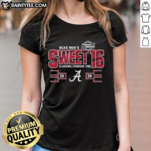 Alabama Crimson Tide Sweet 16 2026 Men's March Madness Ladies Tee showcasing team spirit and style.