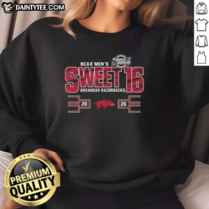 Arkansas Razorbacks Sweet 16 2026 Men's March Madness sweatshirt in vibrant colors, perfect for fans and supporters.