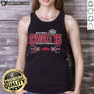 Awesome Arkansas Razorbacks Sweet 16 2026 Men's March Madness tank top featuring team colors and logo.