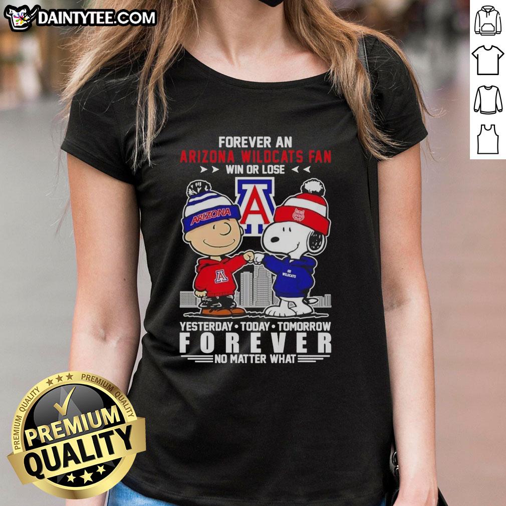 Awesome Charlie Brown Touch Hand Snoopy Forever Arizona Wildcats Fan Tee for Women, perfect for game day or casual wear.