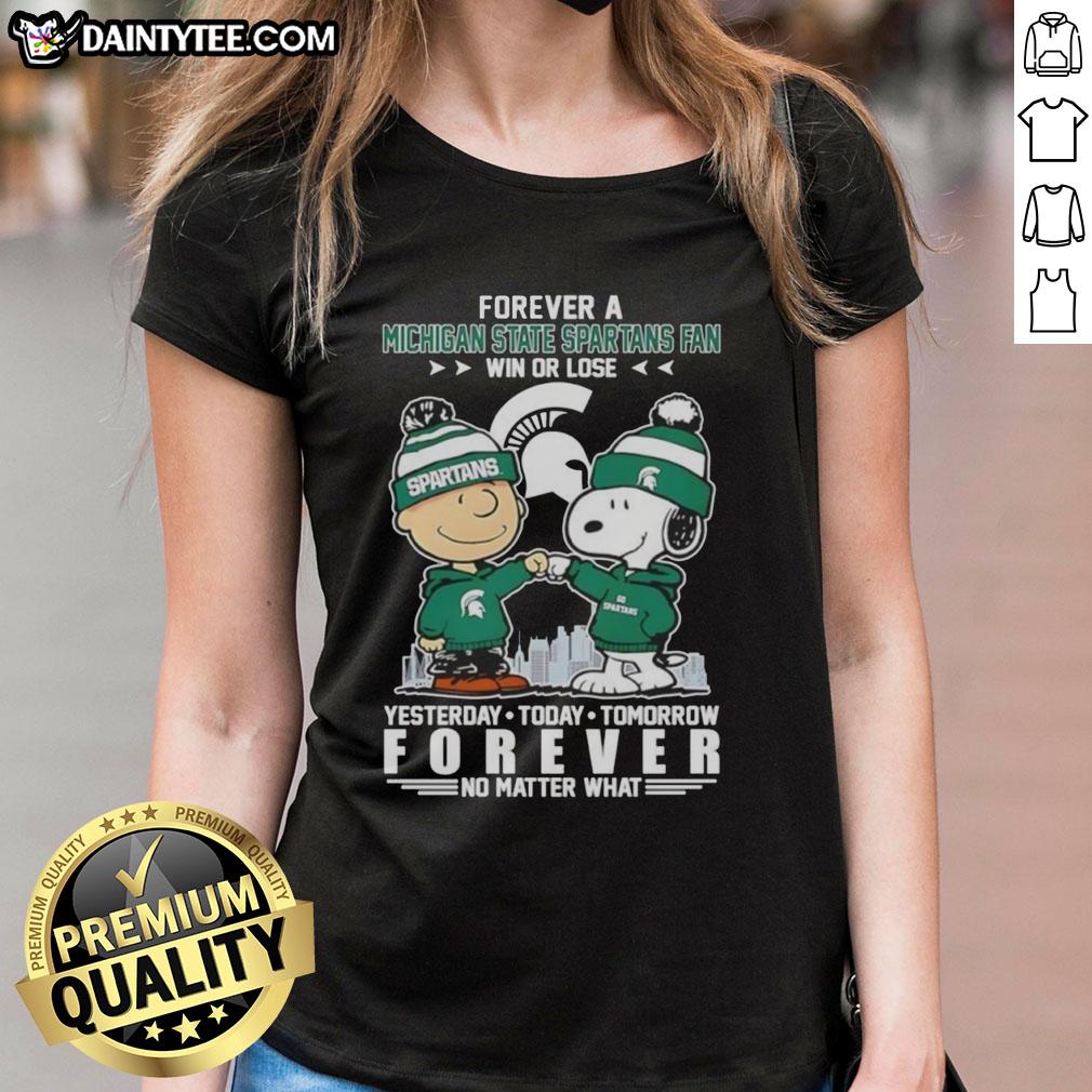 Awesome Charlie Brown Touch Hand Snoopy Forever Michigan State Spartans Fan Tee for ladies, perfect for win or lose.