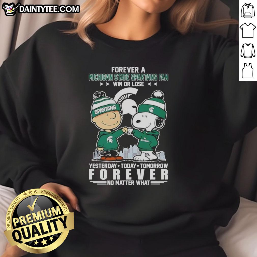 Awesome Charlie Brown Touch Hand Snoopy Forever sweatshirt for Michigan State Spartans fans, perfect for game day.