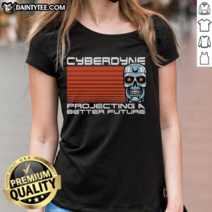 Ladies tee featuring the Awesome Cyberdyne logo, promoting a better future with innovative robotics technology.