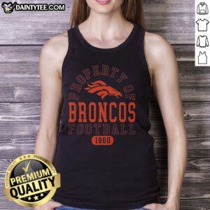 Awesome Denver Broncos football property 1960 tank top featuring vintage design and team colors for fans and collectors.