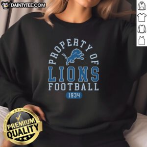 Awesome Detroit Lions Football Property 1934 Sweatshirt featuring vintage design and team colors for fans.