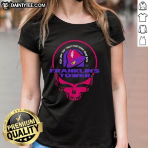 Alt Text: Awesome Grateful Dead X Taco Bell Franklin's Tower tee featuring 'God Save The Child' design for fans.