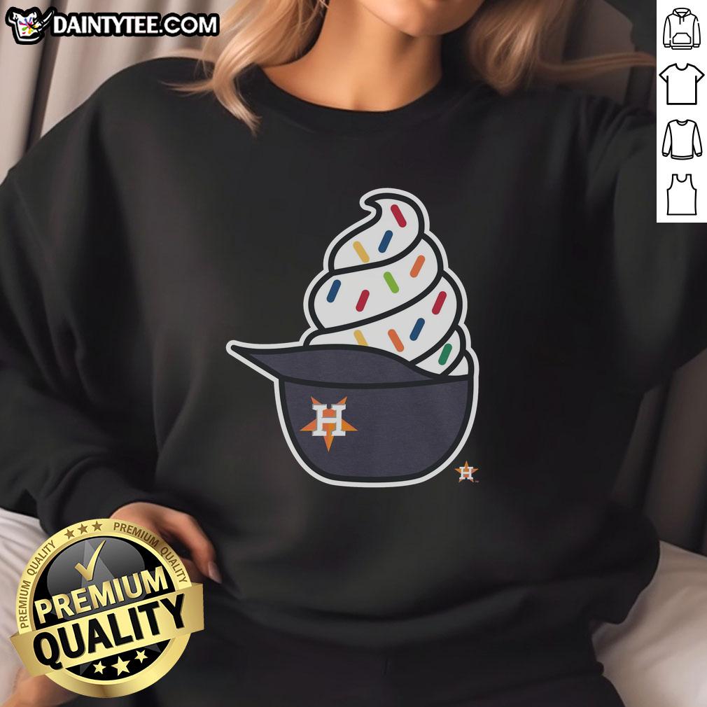 Awesome Houston Astros ice cream sweatshirt featuring team colors and logo, perfect for fans and stylish comfort.