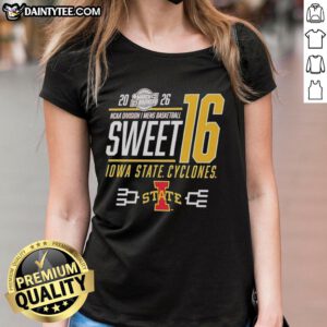 Awesome Iowa State Cyclones NCAA March Madness Sweet 16 Bound 2026 Classic Ladies Tee featuring team colors and logo.