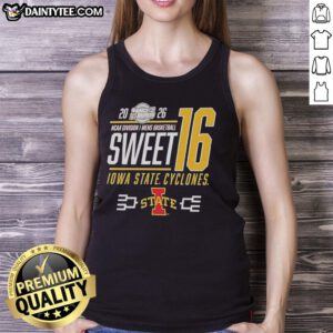 Alt Text: Awesome Iowa State Cyclones NCAA March Madness Sweet 16 Bound 2026 classic tank top for fans and supporters.