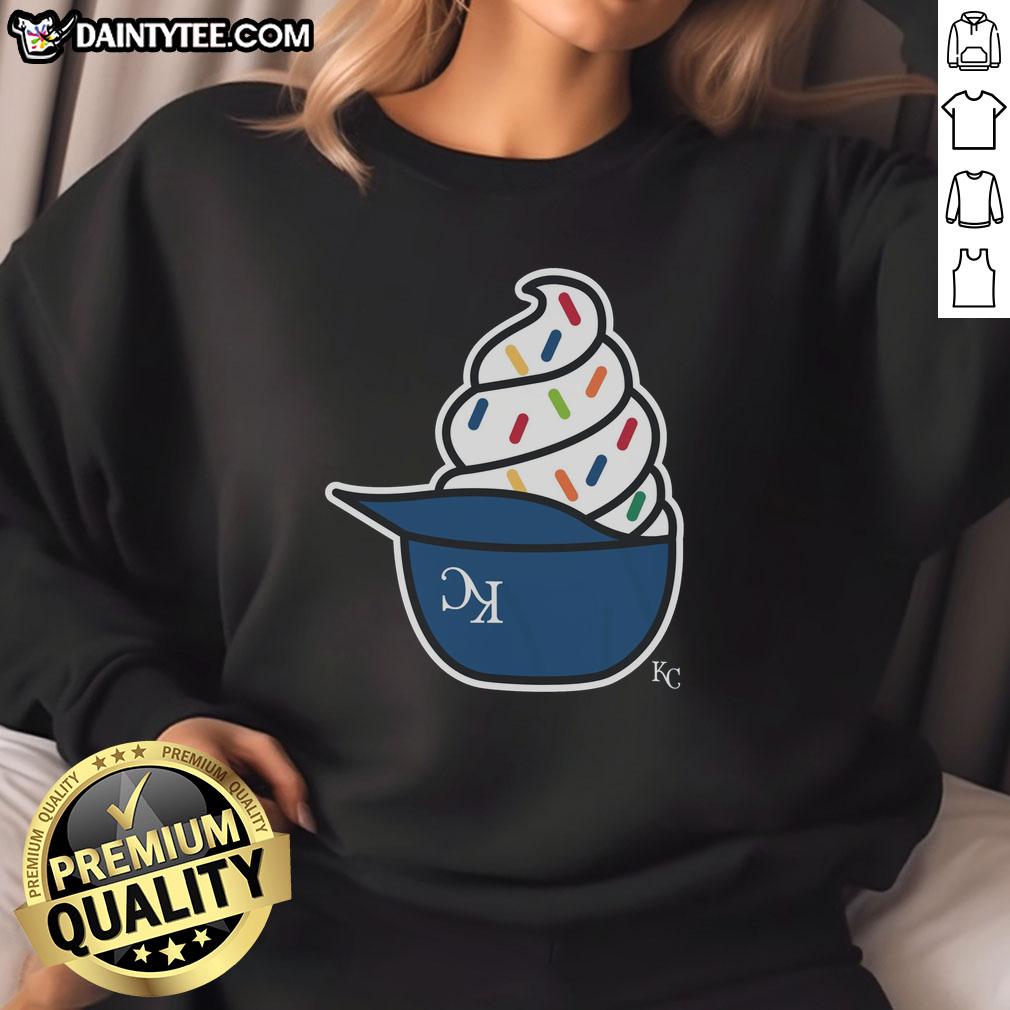 Awesome Kansas City Royals ice cream sweatshirt featuring team colors and logo, perfect for baseball fans.