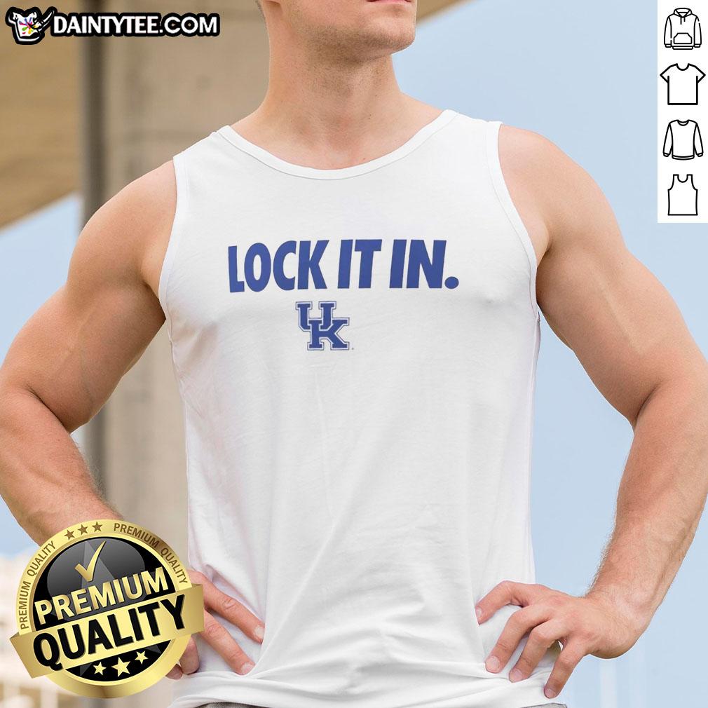 Awesome Kentucky Wildcats 2026 Lock It In tank top featuring bold team colors and logo, perfect for fans and summer wear.