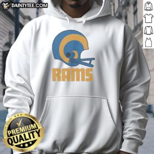 Awesome Los Angeles Rams football logo on a big helmet hoodie, showcasing team spirit and style.