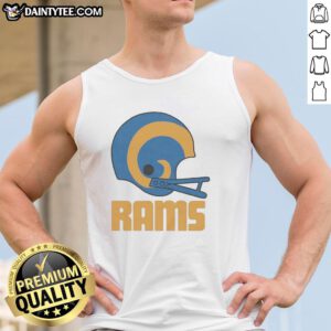 Awesome Los Angeles Rams football logo on a big helmet tank top, perfect for fans and game day attire.