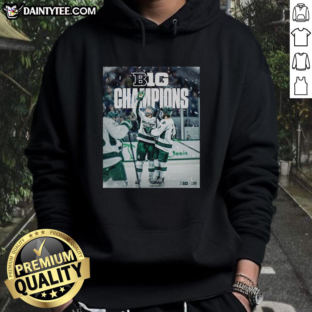 Awesome Michigan State Spartans back-to-back-to-back ice hockey 2026 B1G hoodie featuring team colors and logo.