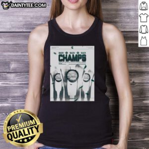 Michigan State Spartans Regular Season Champions tank top poster showcasing back-to-back-to-back victories.