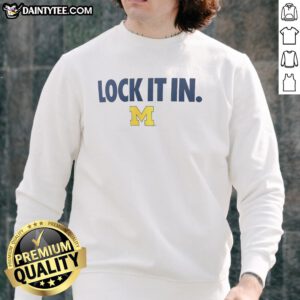 Alt Text: Awesome Michigan Wolverines 2026 Lock It In Sweatshirt in navy blue, showcasing team spirit and comfort for fans.
