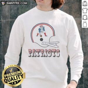 Awesome New England Patriots football logo on a big helmet sweatshirt, perfect for fans and game day attire.