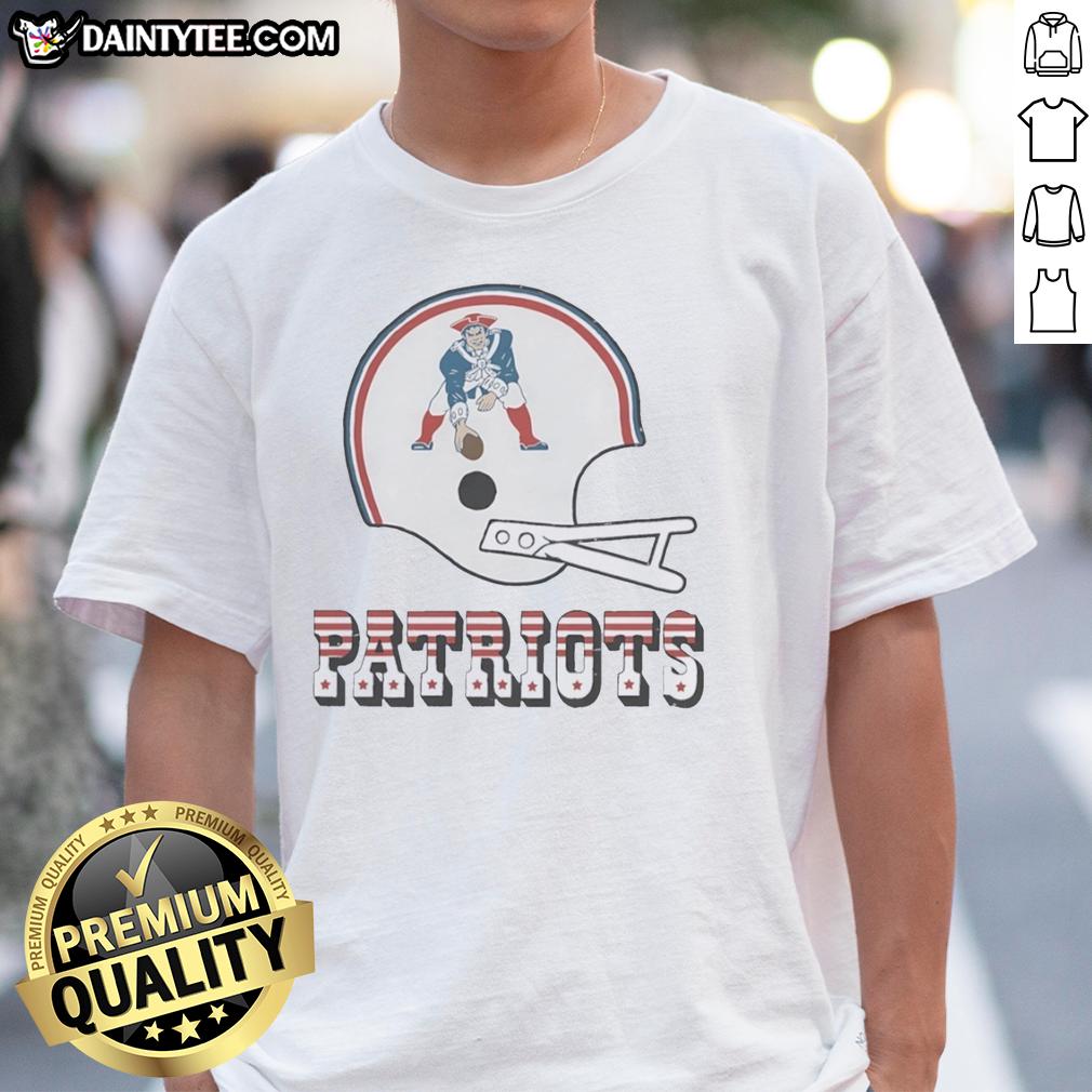Alt Text: Awesome New England Patriots football logo featured on a stylish big helmet T-shirt design for fans.