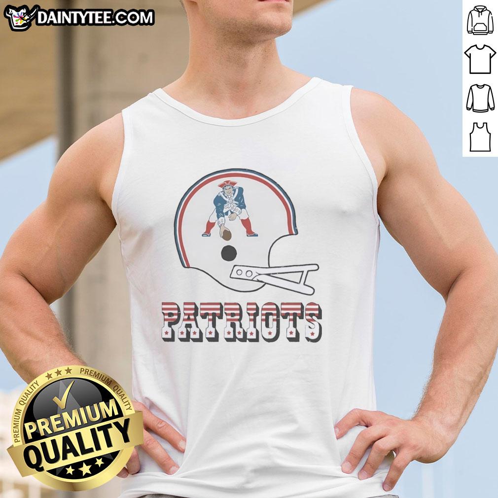 Alt Text: Awesome New England Patriots football logo on a big helmet tank top, perfect for fans and summer sportswear.