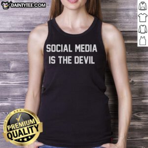 Awesome social media is the devil meme tank top featuring bold graphics and a humorous design for trendy casual wear.