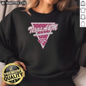 Awesome Texas A&M Aggies football sweatshirt featuring a palm tree pattern inside a triangle logo design.