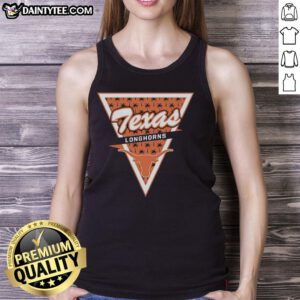 Texas Longhorns logo tank top with a palm tree pattern inside a triangle, perfect for fans and summer wear.
