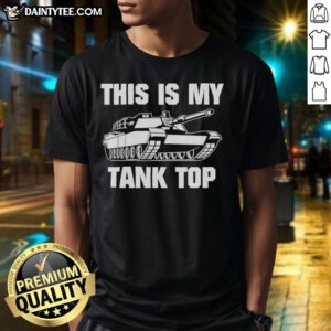 Alt Text: Awesome This Is My Tank Top Military T-Shirt in olive green, featuring a bold graphic print and comfortable fit.
