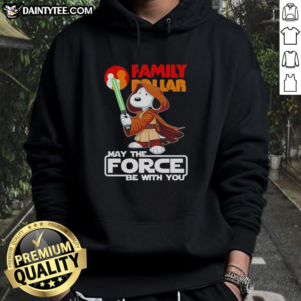 Alt Text: Cute Snoopy family hoodie with May the Force Be With You design, perfect for fans at Dollar and Shop.