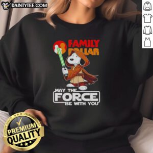 Alt Text: Cute Snoopy family sweatshirt featuring 'May the Force Be With You' design, perfect for casual wear.