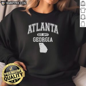 Good Atlanta Georgia Est. 1847 Varsity Sweatshirt in navy blue, showcasing a classic collegiate design for casual wear.