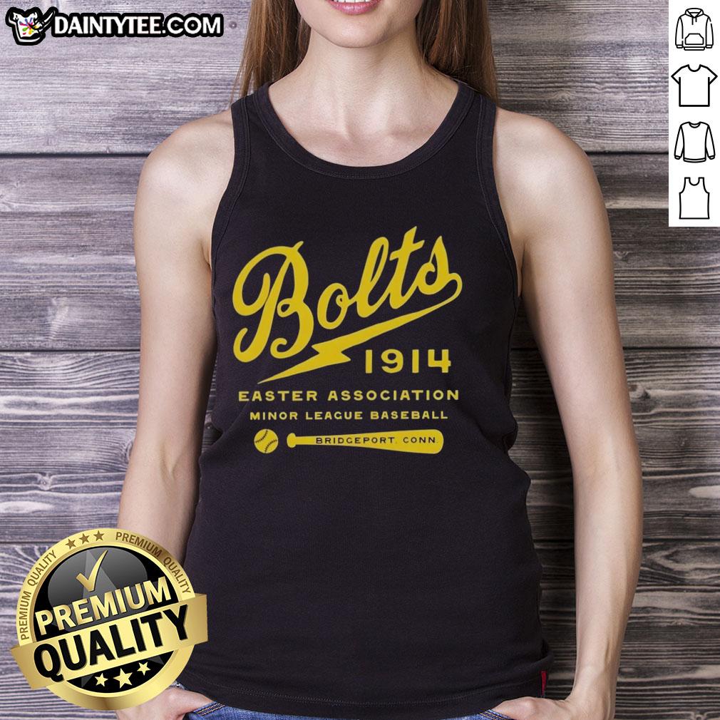 Vintage tank top featuring Good Bridgeport Bolts, a defunct Connecticut baseball team, perfect for sports memorabilia collectors.