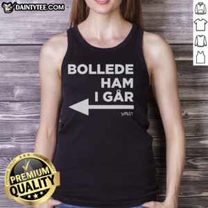 Model wearing a Good Danish Princess Bollede Ham I Gar tank top in a vibrant design, perfect for casual summer outings.