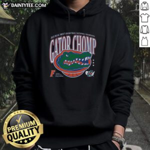 Men's National Champs hoodie featuring 'Good Gator Chomp' design, celebrating Florida's 2025 championship victory.