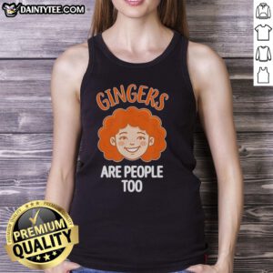 Funny redhead pride tank top with 'Good Gingers Are People Too' slogan, celebrating ginger culture and humor.
