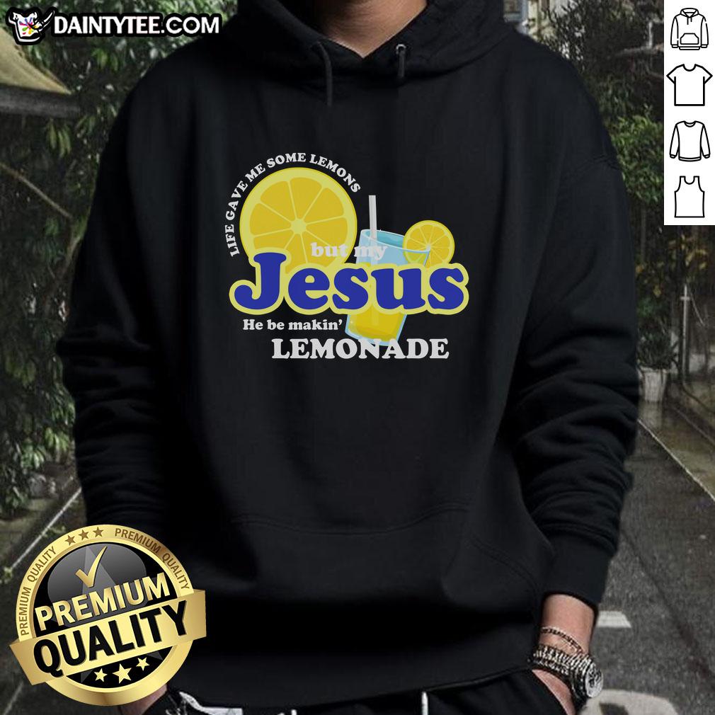 Christian hoodie featuring 'Good Life Gave Me Some Lemons, Jesus' lemonade quote, perfect for casual wear and inspiration.