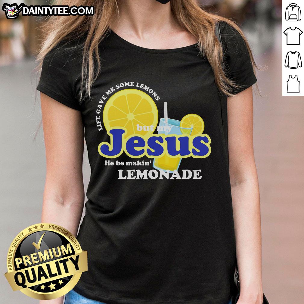 Good Life Gave Me Some Lemons Jesus Lemonade Christian Quote Ladies Tee in vibrant colors, perfect for casual wear.