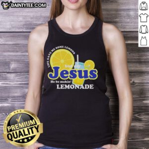 Good Life Gave Me Some Lemons Jesus Lemonade Christian Quote Tank Top displayed on a hanger, showcasing faith-inspired fashion.